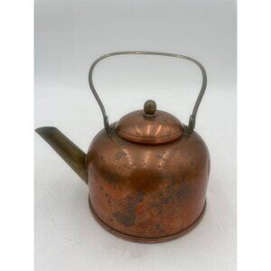 Antique Copper Kettle Lid & Brass Spout Handle Coppercraft Guild/Taunton Maine